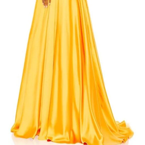 Mac Duggal BOW SWEETHEART STRAPLESS A LINE GOWN size 16 Marigold (67995) Dress - Picture 4 of 12